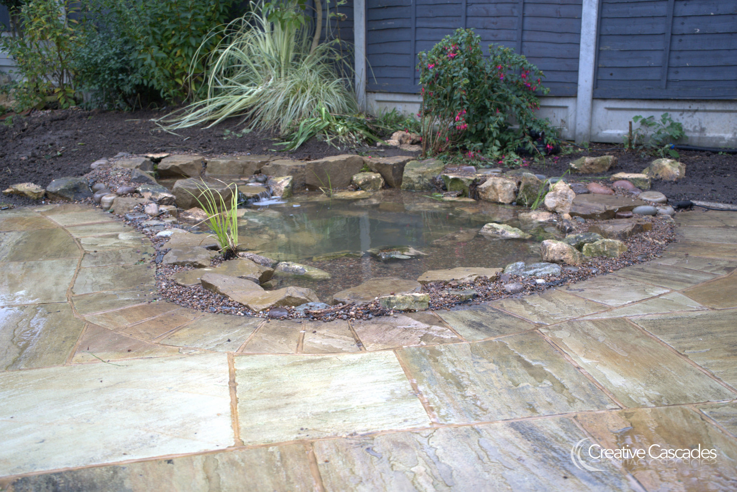 One of our classic fishponds ideal for a small space. Built in 2023.  - Landscaping and Water Features -  Creative Cascades