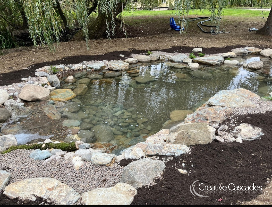 Ecopond built in 2025, awaiting planting  - Landscaping and Water Features -  Creative Cascades